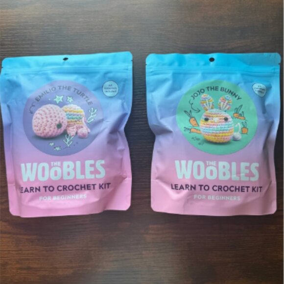 *Rare Bundle* The Woobles Pastel Jojo the Bunny & Emilio the Turtle Crochet Kits - Picture 1 of 2